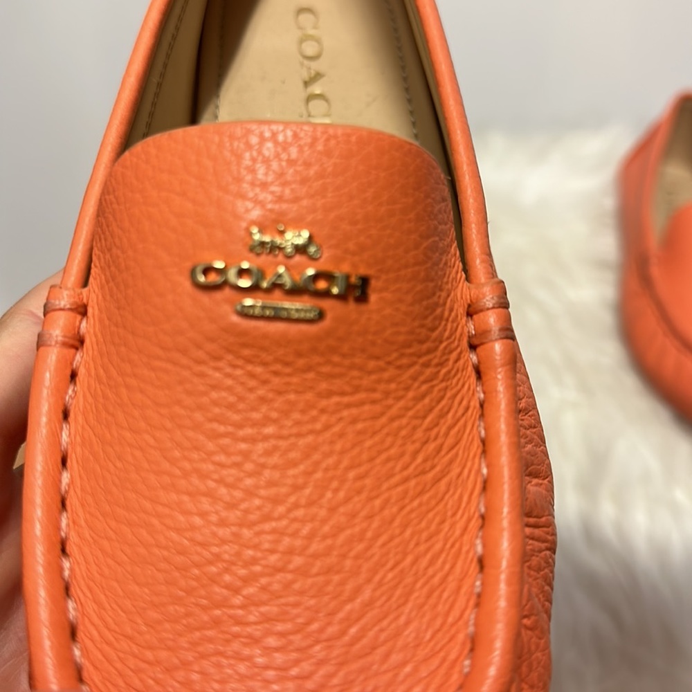 Coach Marley Genuine Leather Loafers in Tangerine - Picture 2 of 9